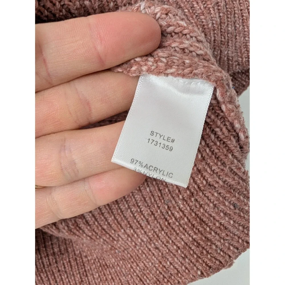 Modern Citizen Womens Pink Marl Ribbed Crewneck Sweater medium minimalist